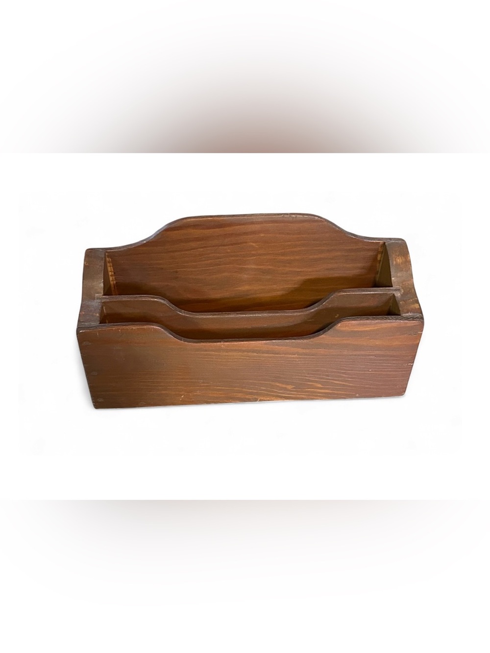 Vintage wood letter holder, Desk organizer